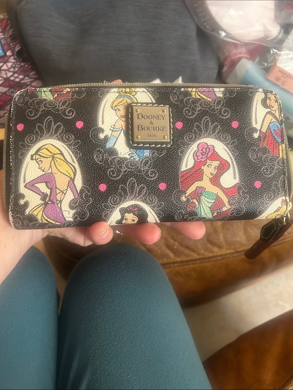 Dooney & Bourke Black Wallet with Multicolor Disney Princess Prints